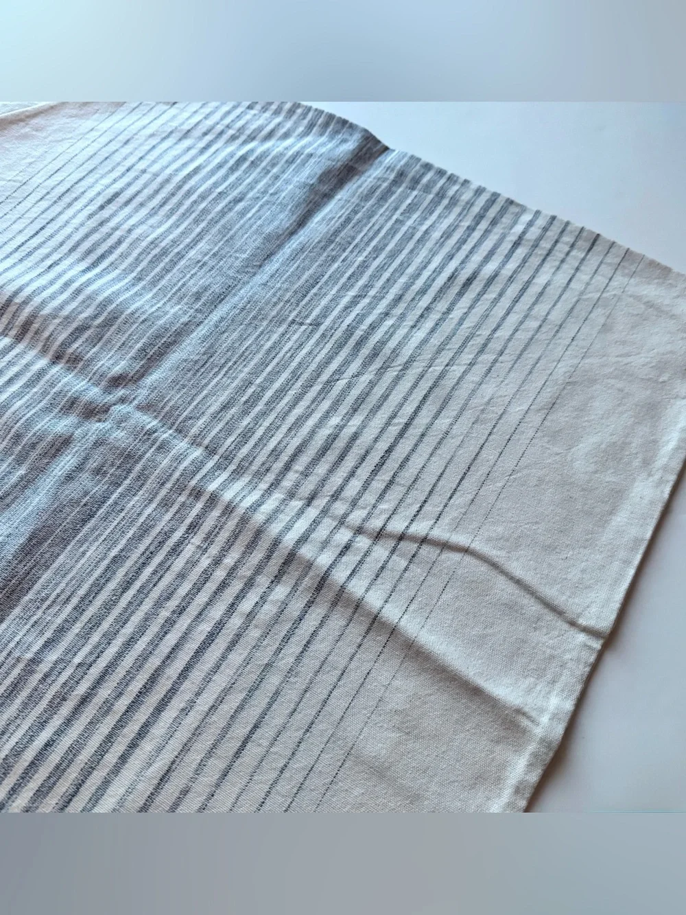 (Set/2) IKEA Cotton ISPIGG Yarn-Dyed 20x20 Pillow Covers Natural w/Blue Stripe